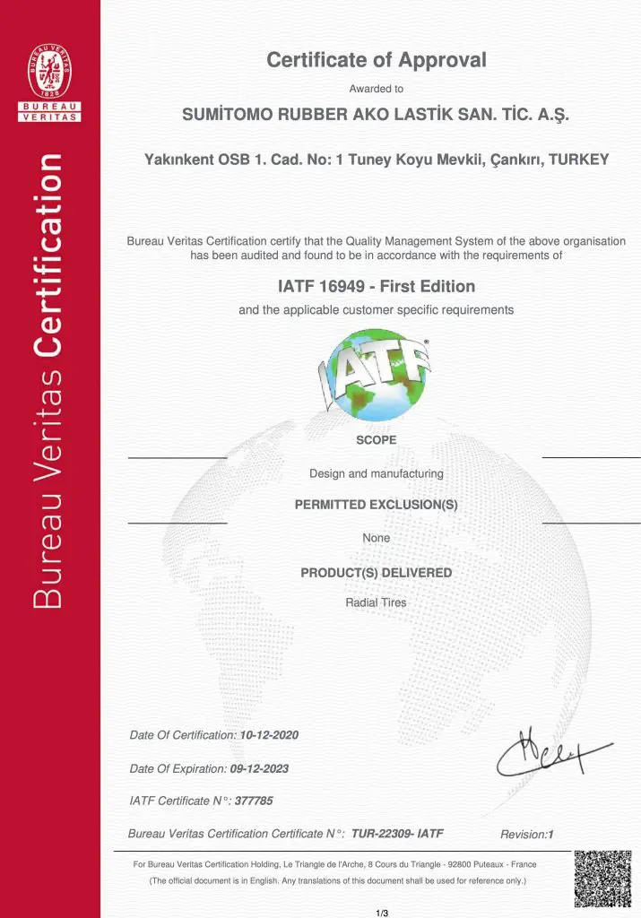 IATF-Zertifikat 16949 1